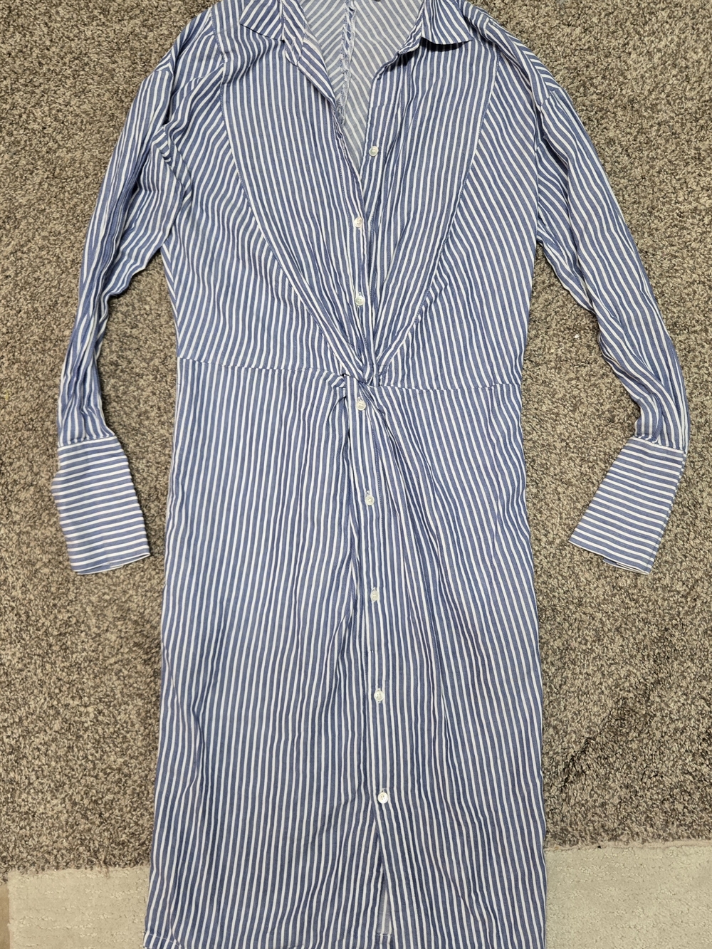 Vince Blue and White Striped Midi Dress